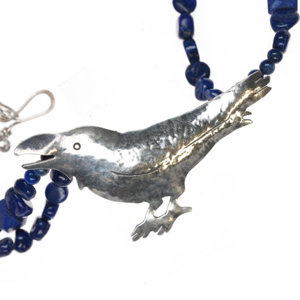 Artisan Sterling/Lapis bird necklace