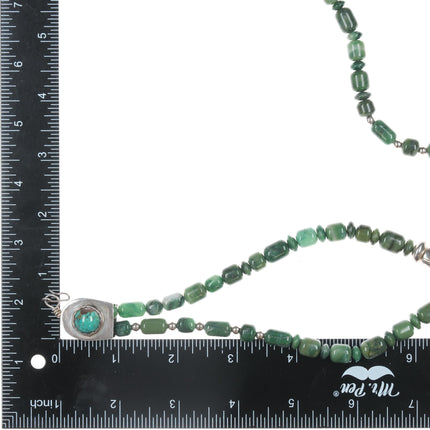 AMC Native American Sterling, turquoise, Montana Jade beaded necklace