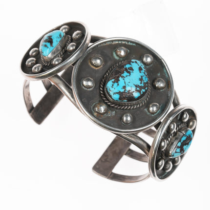 7.5" Vintage Native American sterling and turquoise cuff bracelet