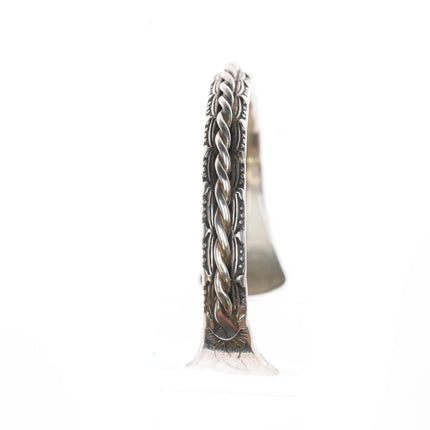 6" Vintage Navajo heavy stamped sterling twisted wire cuff bracelet