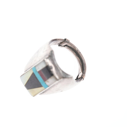 sz9-10 Vintage Zuni silver inlaid ring