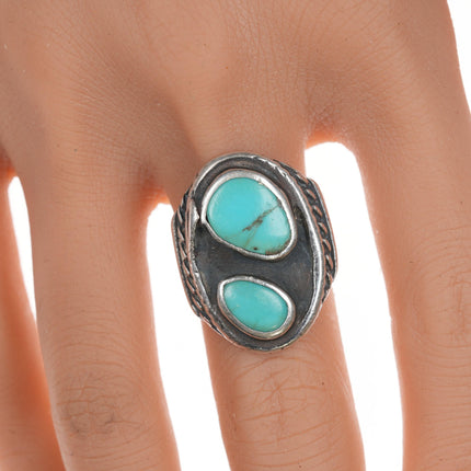 sz9.75 c1940's Native American silver and turquoise ring