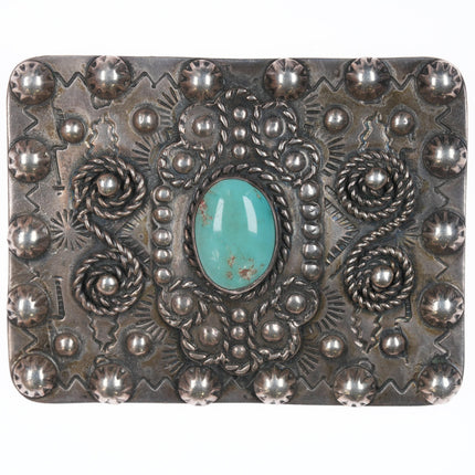 large c1950's Navajo Curio silver and turquoise pin