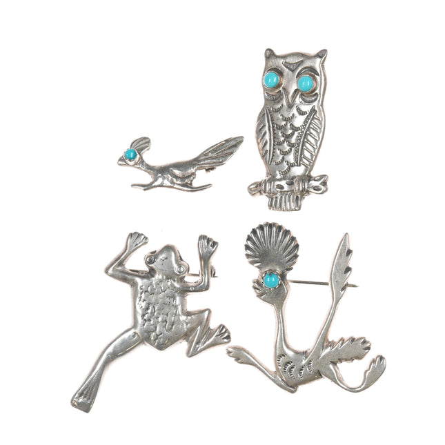 Vintage Nellie Tso Navajo and other sterling animal pins