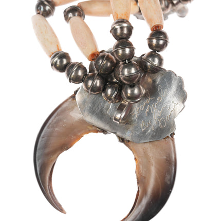 Vintage Bone and Faux Claw Sterling necklace with turquoise