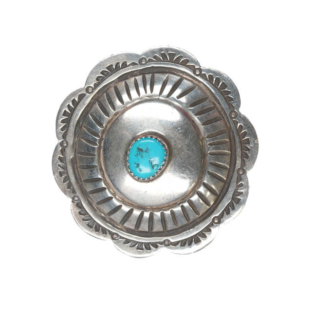 AL Vintage Navajo sterling concho pin with turquoise