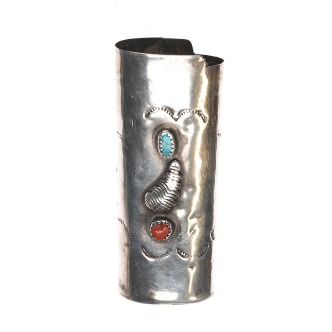 Vintage Navajo sterling bic lighter case with turquoise and coral