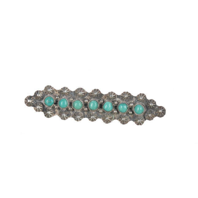 30's-40's Zuni Snake eye turquoise silver pin