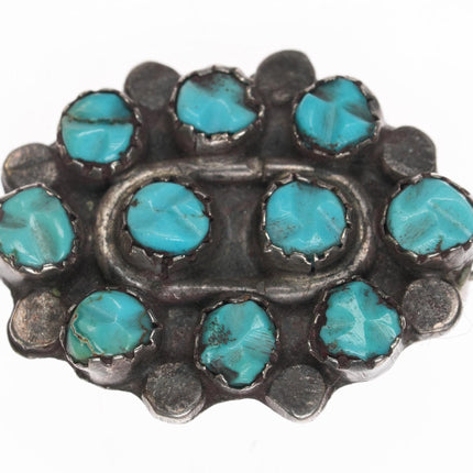 40's-50's Zuni carved turquoise silver pin