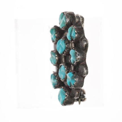 40's-50's Zuni carved turquoise silver pin