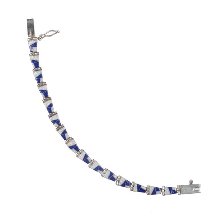 6 5/8" MD Sterling, Lapis, lab opal southwestern link bracelet