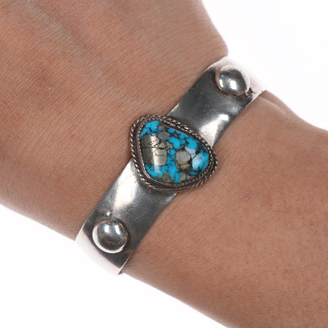 5 3/8" Vintage Morenci turquoise sterling cuff bracelet