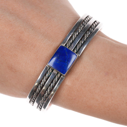 6 3/8" RVF Native American Sterling and lapis cuff bracelet