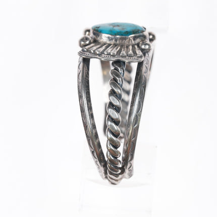 6" 40's-50's Navajo silver cuff bracelet with turquoise