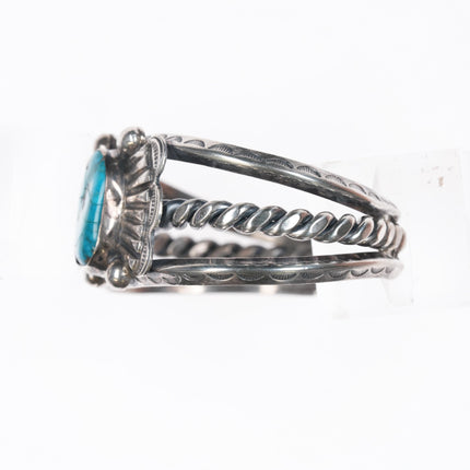 6" 40's-50's Navajo silver cuff bracelet with turquoise