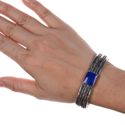 6 3/8" RVF Native American Sterling and lapis cuff bracelet