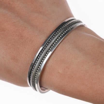 6.25" Tahe Navajo sterling woven cuff bracelet