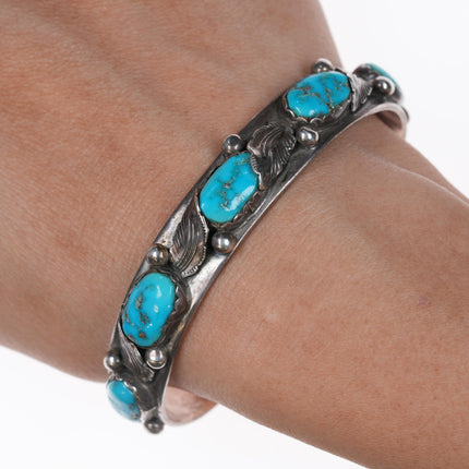 6.5" Vintage Simplicio Zuni sterling and turquoise cuff bracelet