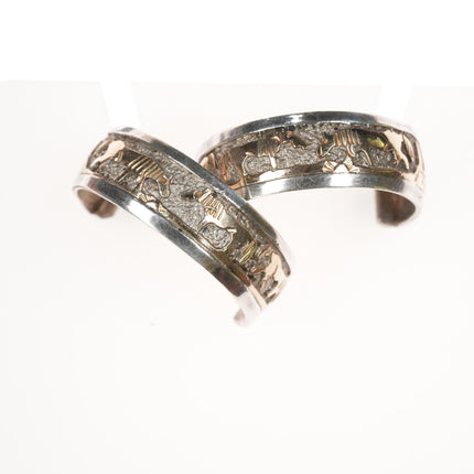 Tom & Sylvia Kee Navajo Sterling and gold filled hoop earrings