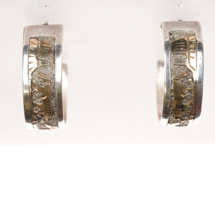 Tom & Sylvia Kee Navajo Sterling and gold filled hoop earrings