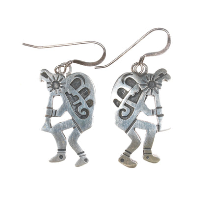 Clement Honie Hopi overlay sterling Kokopelli earrings