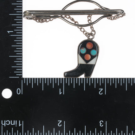 c1950's Zuni Sterling Channel inlay boot form tie bar