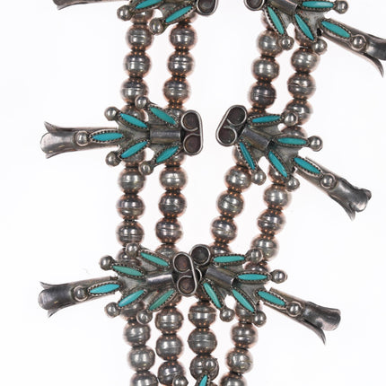 Wytsalucy Zuni Squash blossom necklace sterling and needlepoint turquoise