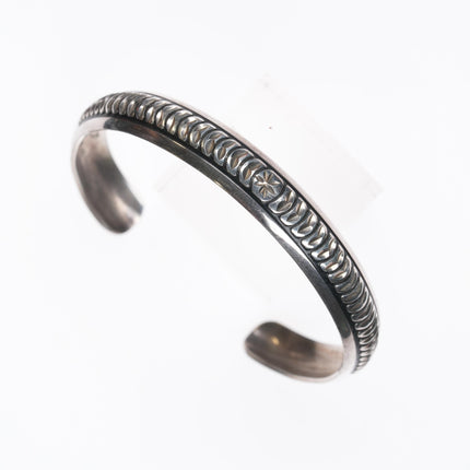 6.25" B Webb Sterling cuff bracelet with diamond cut pattern