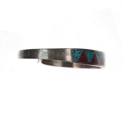 6.5" Vintage Navajo silver chip inlay bracelet