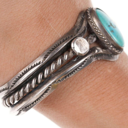 6" Vintage Native American Silver/Turquoise cuff bracelet