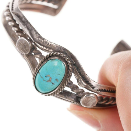 6" Vintage Native American Silver/Turquoise cuff bracelet