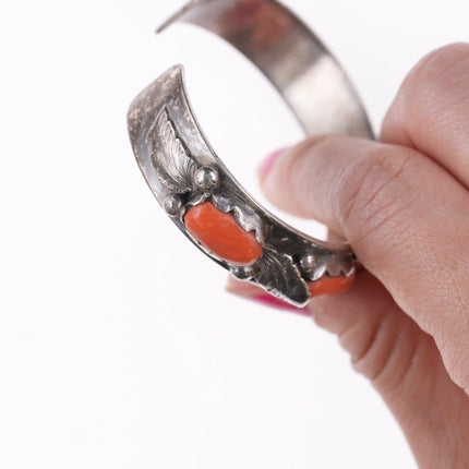 6.25" Carmelita and Dan Simplicio (1917-1969) Zuni silver and coral bracelet