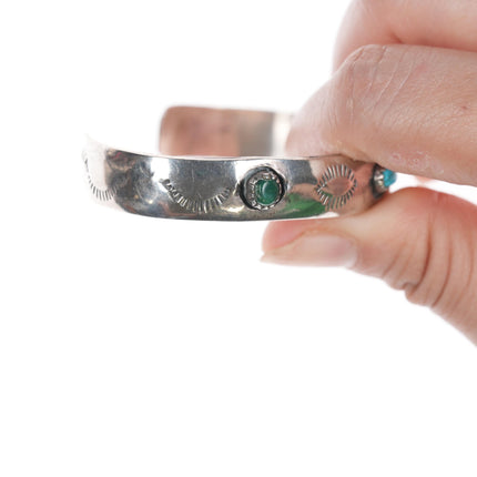 6.25" Navajo shadowbox silver snake eye turquoise cuff bracelet