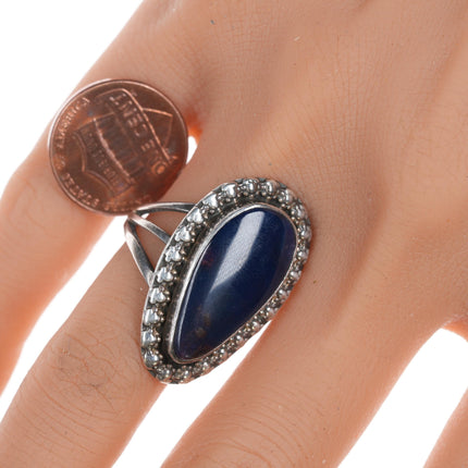 Sz8 Wilson Padilla Navajo Silver and dark blue Azurite or Jasper ring