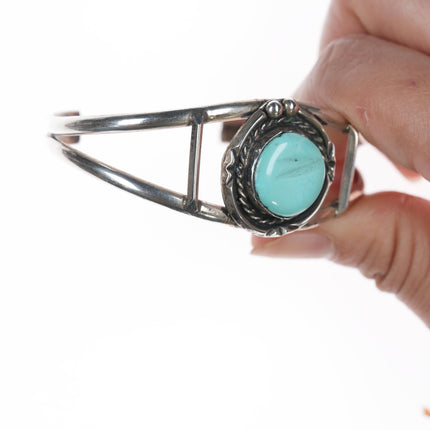 6 3/8" Vintage Navajo silver and carved turquoise cuff bracelet