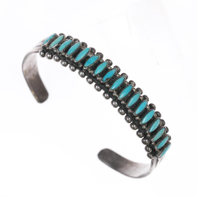 6.75" 40's-50's Zuni Sterling Needlepoint turquoise cuff bracelet