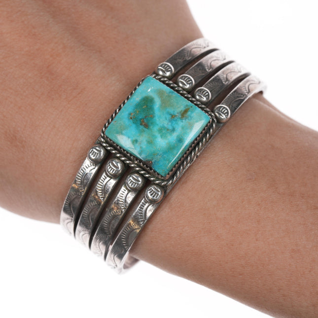 6" Sonny Spruce Taos Pueblo sterling and turquoise cuff bracelet