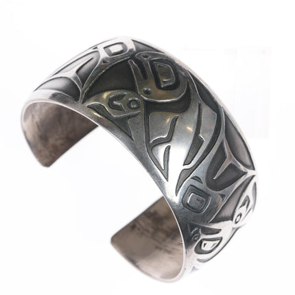 7" Large Danny Dennis Northwest Coast Frog Clan Native American cuff Bracelet