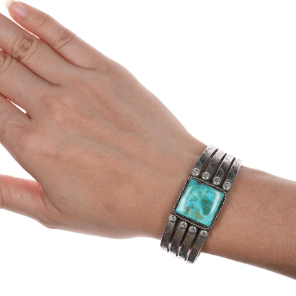 6" Sonny Spruce Taos Pueblo sterling and turquoise cuff bracelet