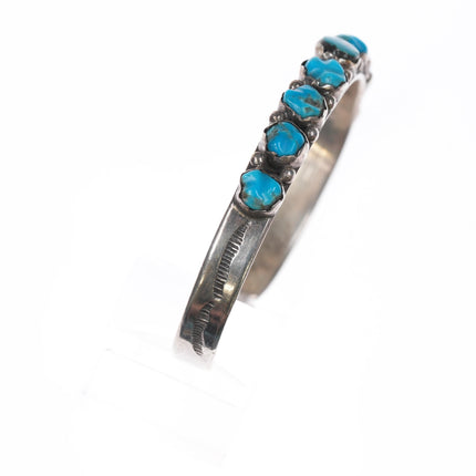 6.5" 40's-50's Zuni carved turquoise row cuff bracelet