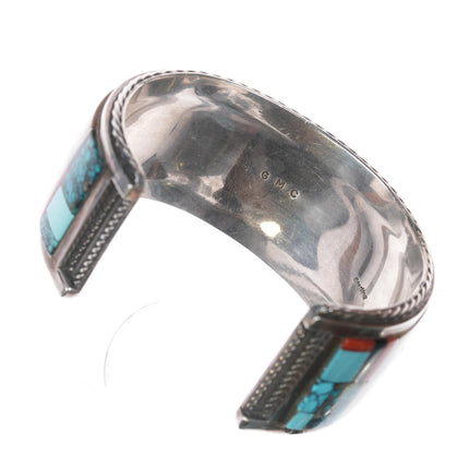 7" Gilbert and Mildred Calavaza Zuni Multi-stone intarsia inlay cuff bracelet