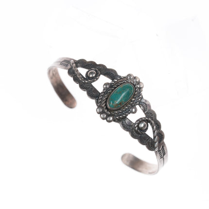 5.75" c1950's Bell Trading post sterling and turquoise cuff bracelet