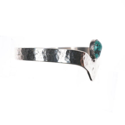 6 3/8" Mary Cayetineto Navajo hammered sterling cuff bracelet with turquoise