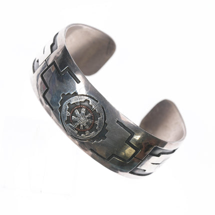 6.25" Willie Yazzie, Sr. (Navajo), 1928-1999 silver/copper overlay cuff bracelet