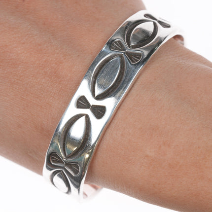 6 7/8" Chimney Butte Navajo stamped sterling cuff bracelet