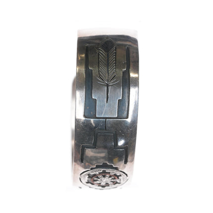 6.25" Willie Yazzie, Sr. (Navajo), 1928-1999 silver/copper overlay cuff bracelet