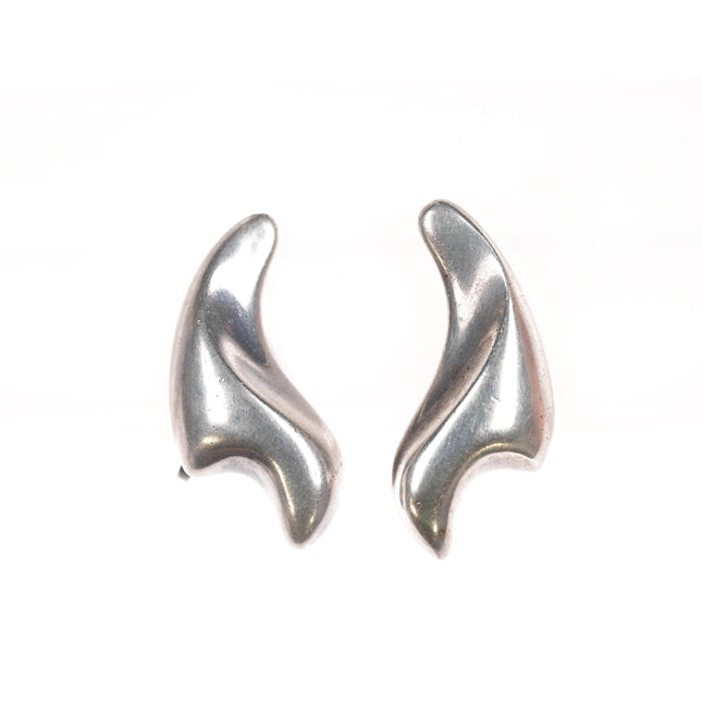 Antonio Pineda (1919-2009) Taxco Modernist sterling screw back earrings