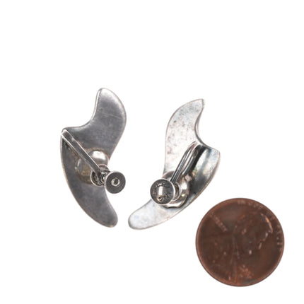 Antonio Pineda (1919-2009) Taxco Modernist sterling screw back earrings