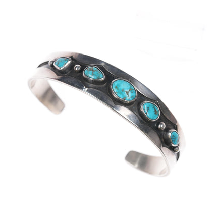 6 3/8" c1950's High grade turquoise southwestern modernist sterling cuff bracelet