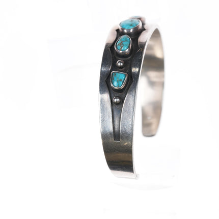 6 3/8" c1950's High grade turquoise southwestern modernist sterling cuff bracelet